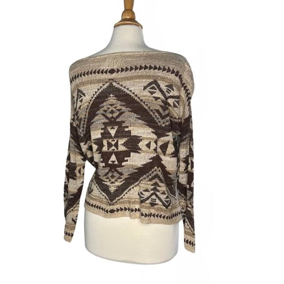 Denim & Supply Ralph Lauren Brown Cream Western Knit Sweater Geometric CA13 - Picture 2 of 12